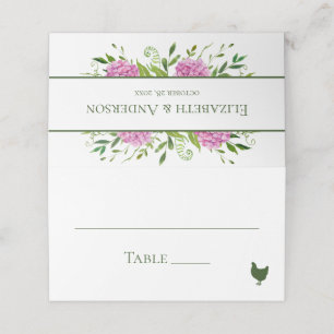 Pink Hydrangea Wedding Place Card