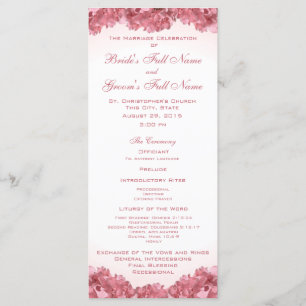 Pink Hydrangea Wedding Program Programme