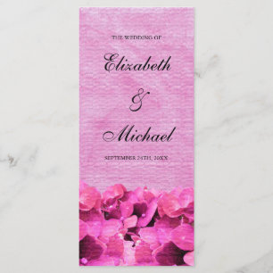 Pink Hydrangea Wedding Program Programme