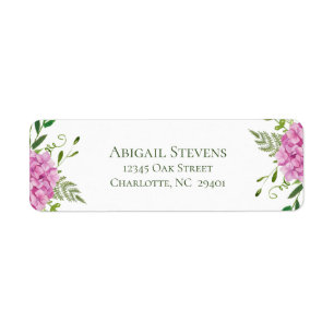Pink Hydrangea Wedding Return Address