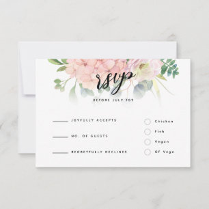 Pink Hydrangea Wedding RSVP Card