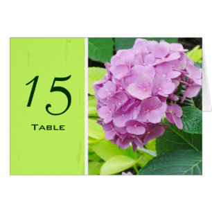 Pink Hydrangea Wedding Table Number Card