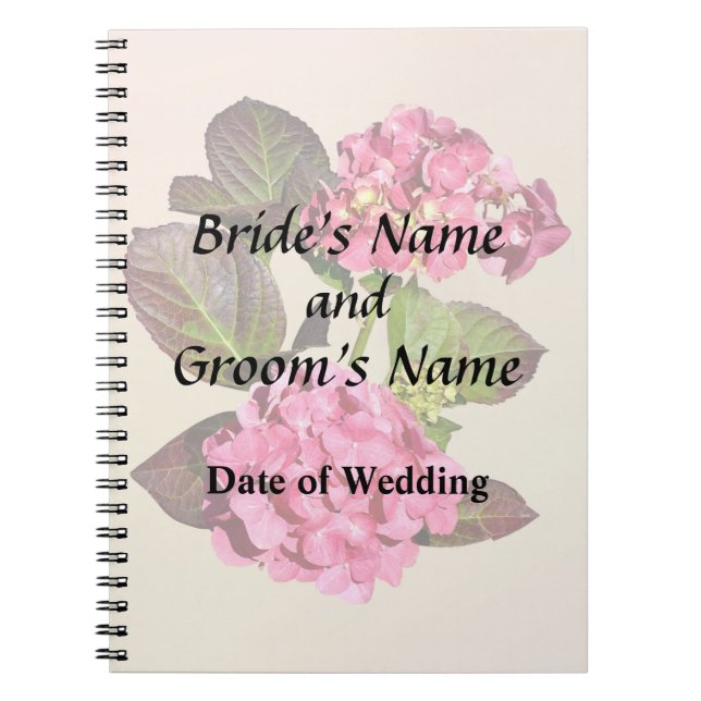 Pink Hydrangea With Leaves Wedding Products Notebook (Front)