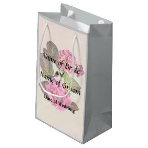Pink Hydrangea With Leaves Wedding Products Small Gift Bag
