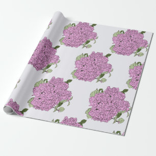 Pink hydrangea wrapping paper