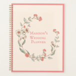 Pink Hydrangea Wreath Vintage Name Wedding Planner<br><div class="desc">Pretty personalised wedding planner with pink hand drawn hydrangeas.  Add your name and customise this pretty wedding planner to be your own.</div>