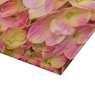 Pink Hydrangeas-11x8 GLASS CUTTING BOARD