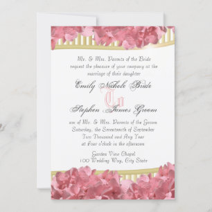 Pink Hydrangeas and Gold Stripes Invitation