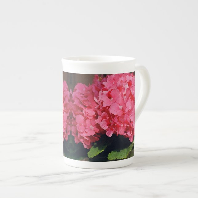 Pink Hydrangeas Bone China Mug (Front Right)
