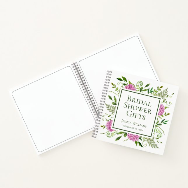 Pink Hydrangeas Bridal Shower Gifts Notebook (Inside)