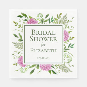 Pink Hydrangeas Bridal Shower Napkin
