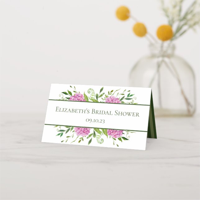 Pink Hydrangeas Bridal Shower  Place Card (Back)