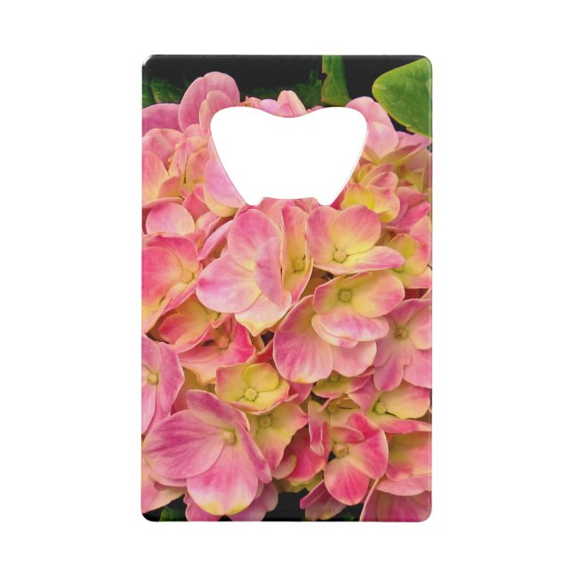 Pink Hydrangeas-Credit Card Bottle Opener (Front)