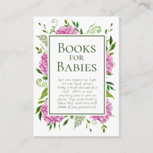 Pink Hydrangeas Girl Babies Shower Books for Baby Enclosure Card