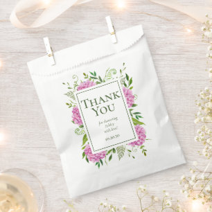 Pink Hydrangeas Girl Baby Shower Thank You Favour Bags