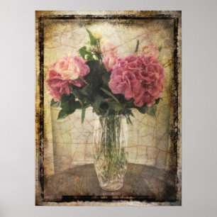 Pink Hydrangeas in a Vase Poster