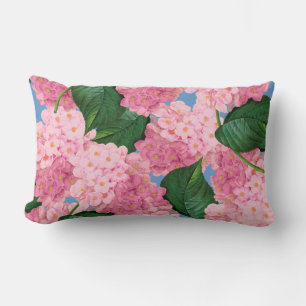 Pink Hydrangeas Lumbar Pillow