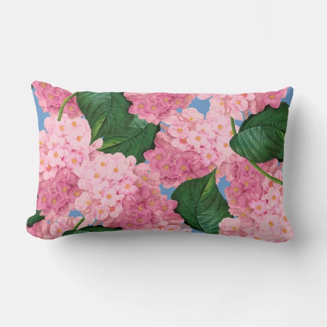 Pink Hydrangeas Lumbar Pillow (Front)