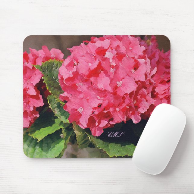 Pink Hydrangeas Mouse Mat (With Mouse)