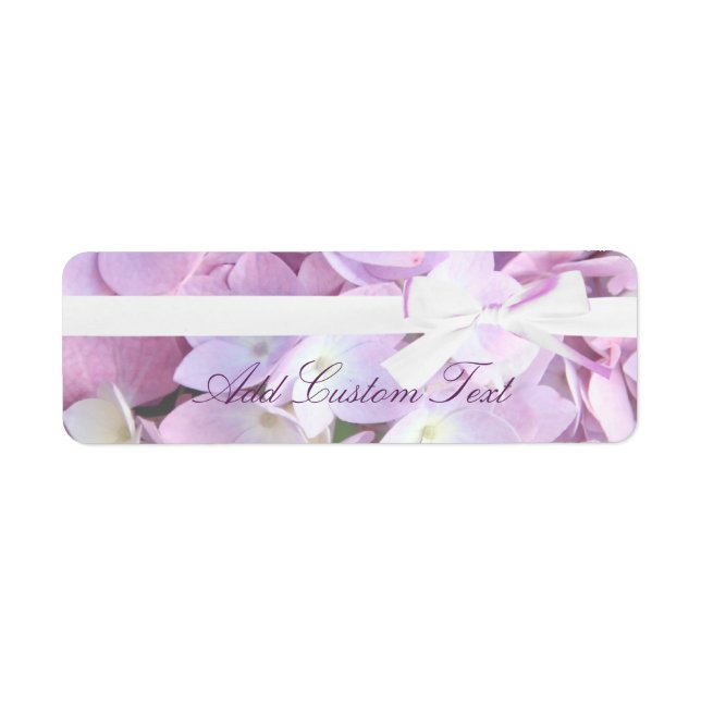 Pink Hydrangeas Ribbon Wedding Address/Shipping (Front)