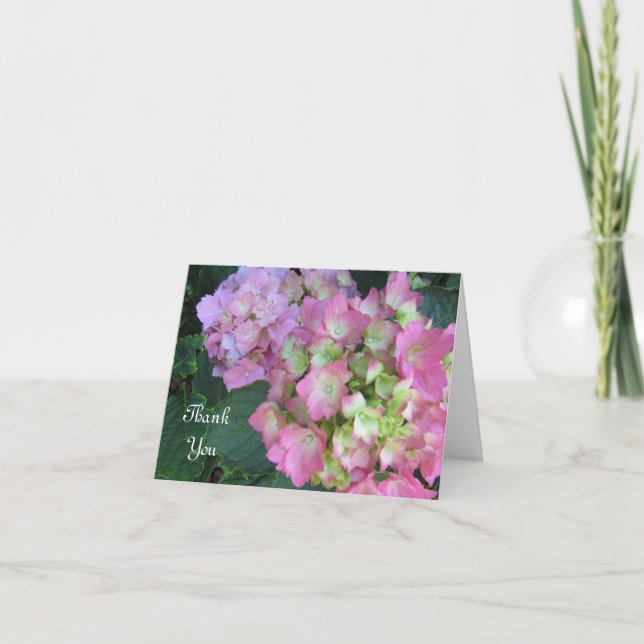 Pink Hydrangeas Thank You Card (Front)