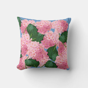 Pink Hydrangeas Throw Pillow
