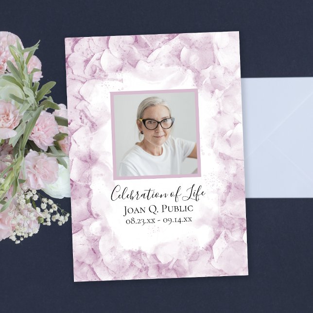 Pink Hydrangeas Watercolor Celebration of Life Invitation (Creator Uploaded)