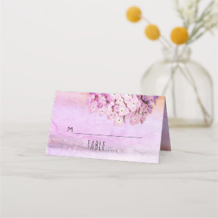 Pink hydrangeas watercolor wedding folded escort place card