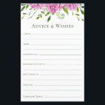 Pink Hydrangeas Wedding Advice and Wishes<br><div class="desc">These beautiful pink hydrangeas Advice & Wishes sheets are perfect to have bridal shower, rehearsal dinner or wedding guests fill out for the happy couple. People will love having the prompts - they make it so easy to leave loving words of advice and well wishes. They will be treasured for...</div>