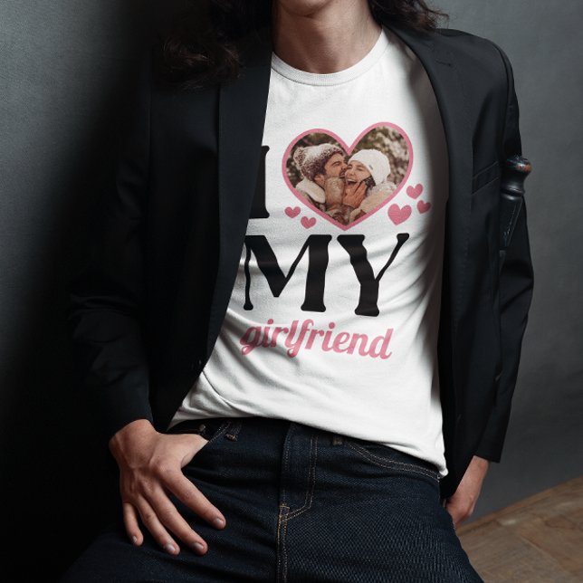 Pink I Heart My Girlfriend Add Photo T-Shirt (Creator Uploaded)