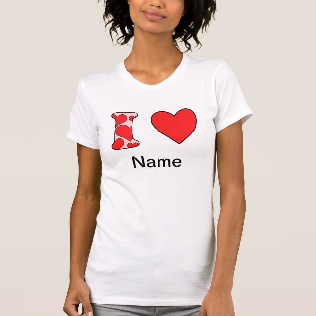 Pink i love costomized T-Shirt (Front)