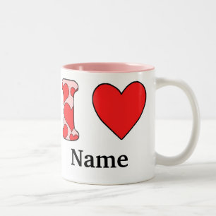 Pink I love costomized Two-Tone Coffee Mug