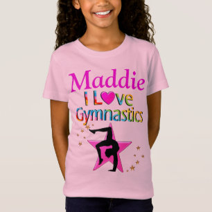 PINK I LOVE GYMNASTICS PERSONALIZED T SHIRT