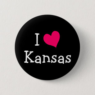 Pink I Love Kansas 6 Cm Round Badge