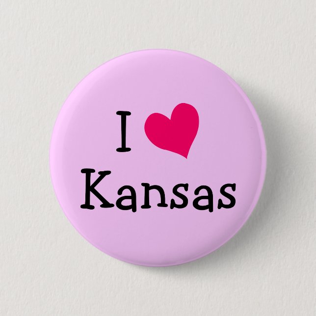 Pink I Love Kansas 6 Cm Round Badge (Front)