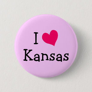 Pink I Love Kansas 6 Cm Round Badge