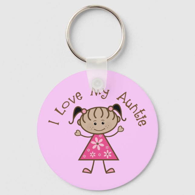 Pink I Love My Aunt Gift Key Ring (Front)