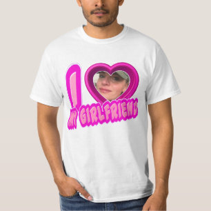 Pink I Love My Girlfriend Photo Personalised T-Shirt