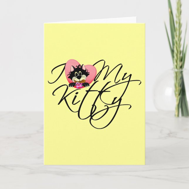 Pink I Love My Kitty Tshirts and Gifts Card (Front)