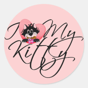 Pink I Love My Kitty Tshirts and Gifts Classic Round Sticker