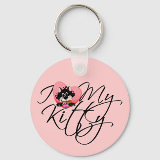 Pink I Love My Kitty Tshirts and Gifts Key Ring