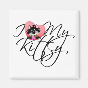 Pink I Love My Kitty Tshirts and Gifts Magnet
