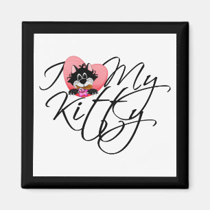 Pink I Love My Kitty Tshirts and Gifts Magnet
