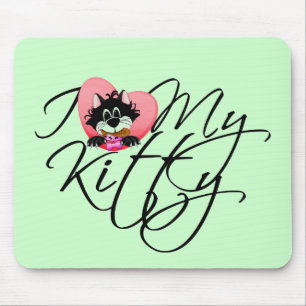 Pink I Love My Kitty Tshirts and Gifts Mouse Mat