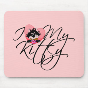 Pink I Love My Kitty Tshirts and Gifts Mouse Mat
