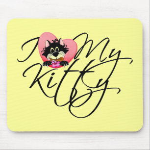 Pink I Love My Kitty Tshirts and Gifts Mouse Mat