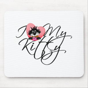 Pink I Love My Kitty Tshirts and Gifts Mouse Mat