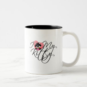 Pink I Love My Kitty Tshirts and Gifts Two-Tone Coffee Mug