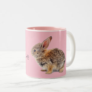 Pink I Love Rabbits Bunny Cottontail Two-Tone Coffee Mug