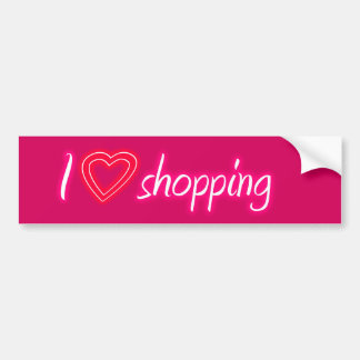 Pink I Love Shopping Bumper Sticker